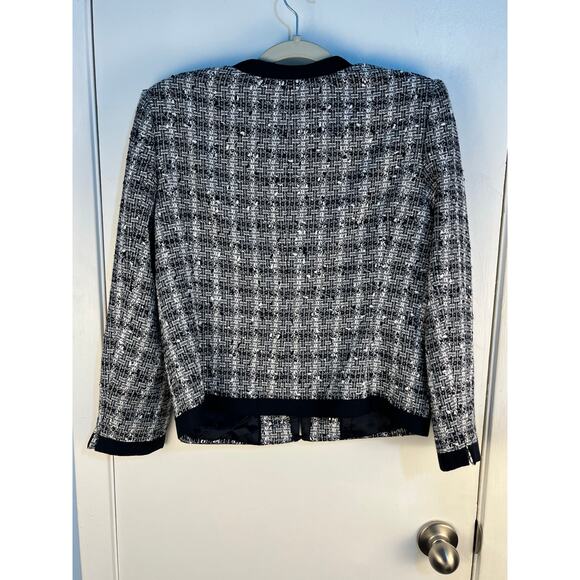 Brooks Brothers Boucle Jacket Size 10 Black White Plaid Tweed Academia Twee - Picture 6 of 9